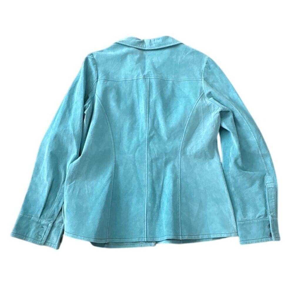 Pendleton Teal Suede Leather Button Front Jacket … - image 4